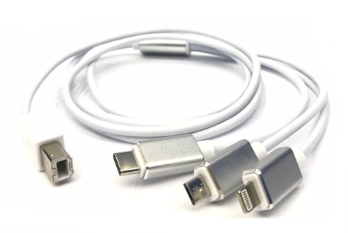 Type C/Micro USB/iPhone (3 in 1) to USB B Male Cable 1.5m